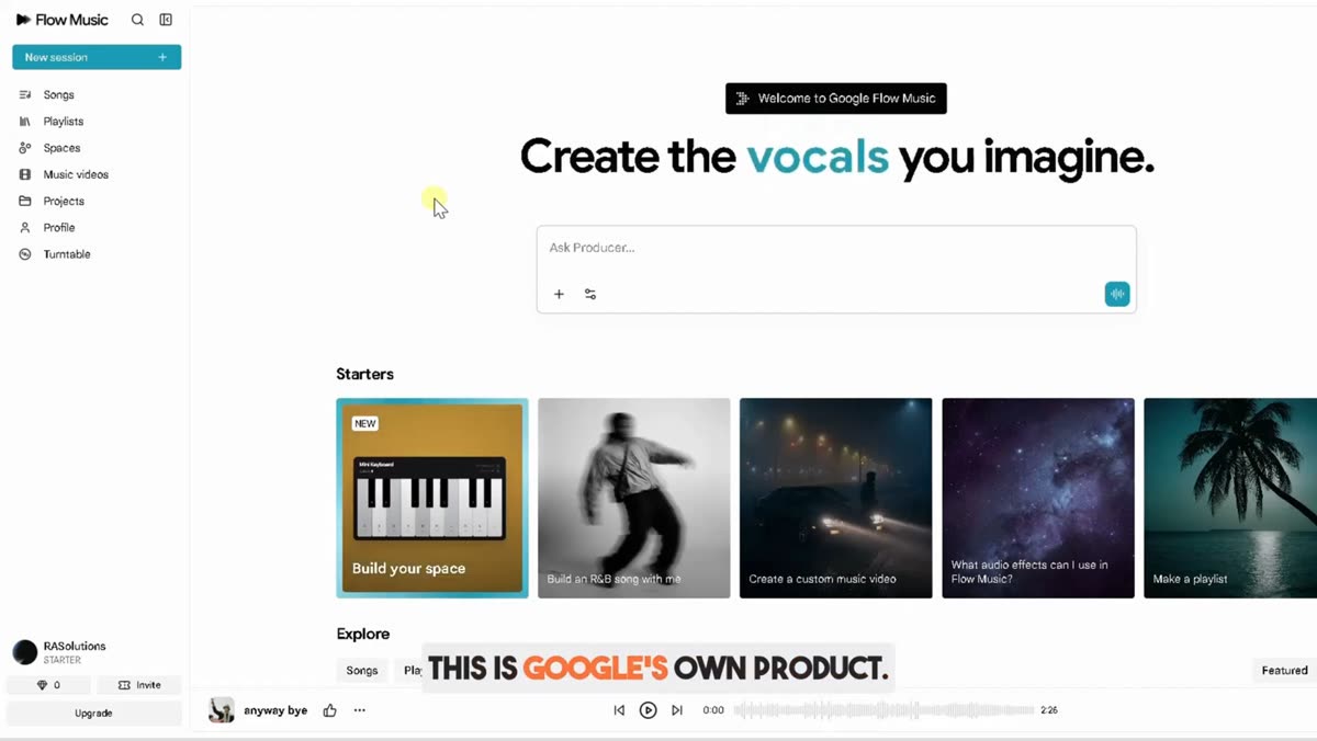 Google Flow Music Interface
